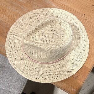 San Diego Hat Company Cream Straw Hat with Pink Trim